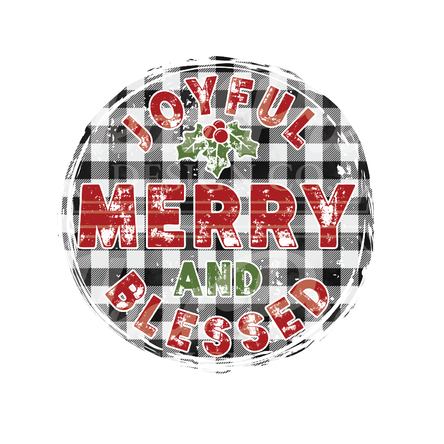 Joyful Merry Blessed (buffalo plaid) - DTF Transfer