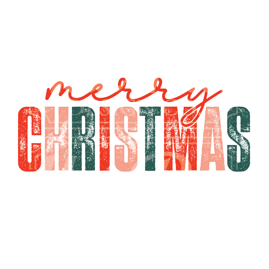 Merry Christmas (distressed) - DTF Transfer