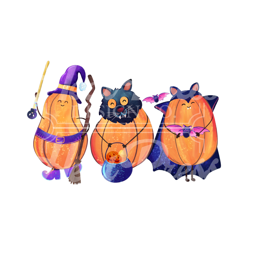 Trick or Treat Pumpkin Trio - DTF Transfer