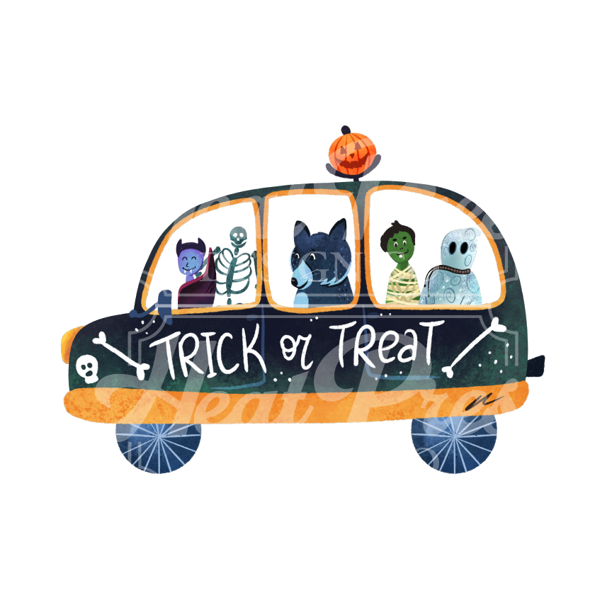 Halloween Black Car - DTF Transfer