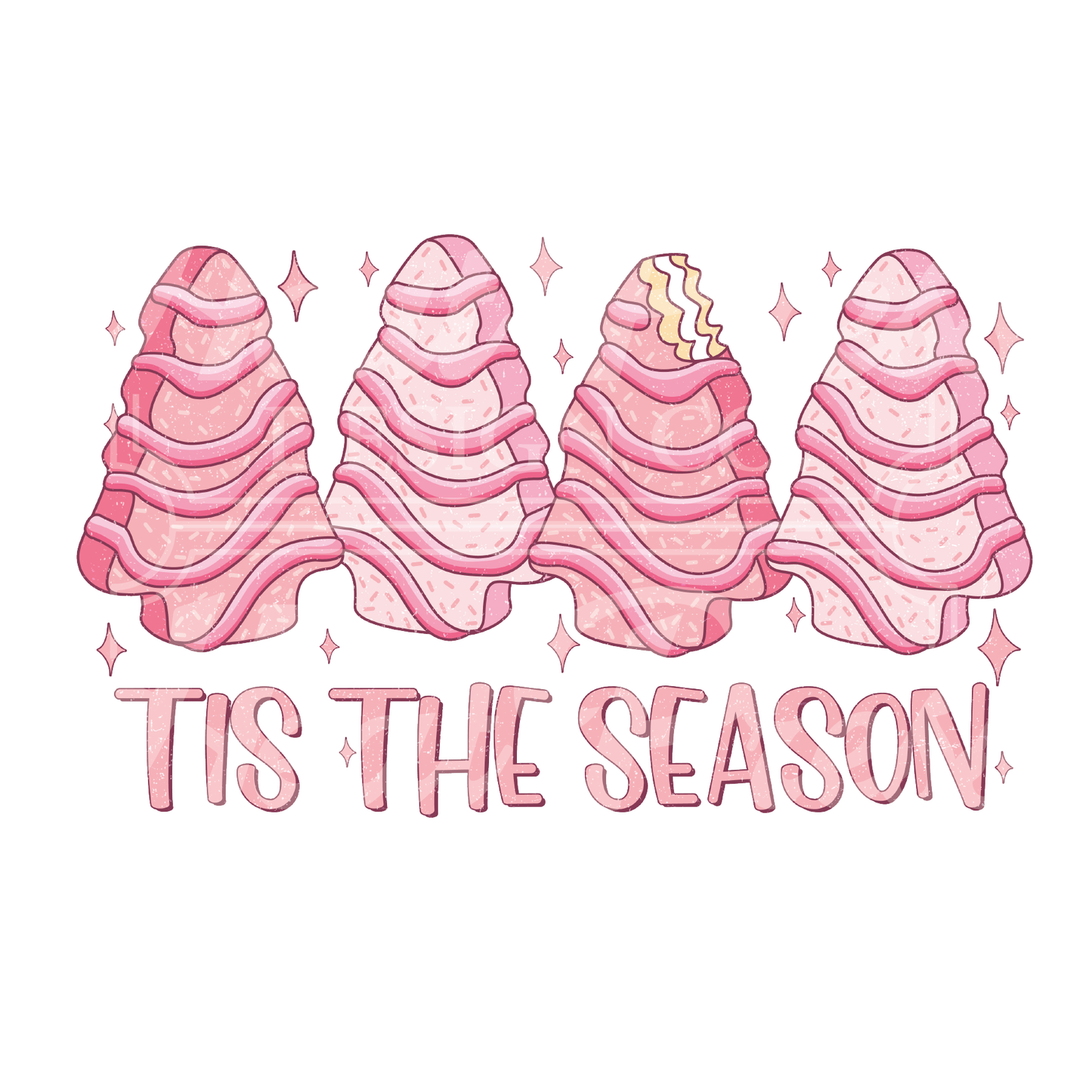 Pink Tis The Season Christmas Tree Cake - DTF Transfer