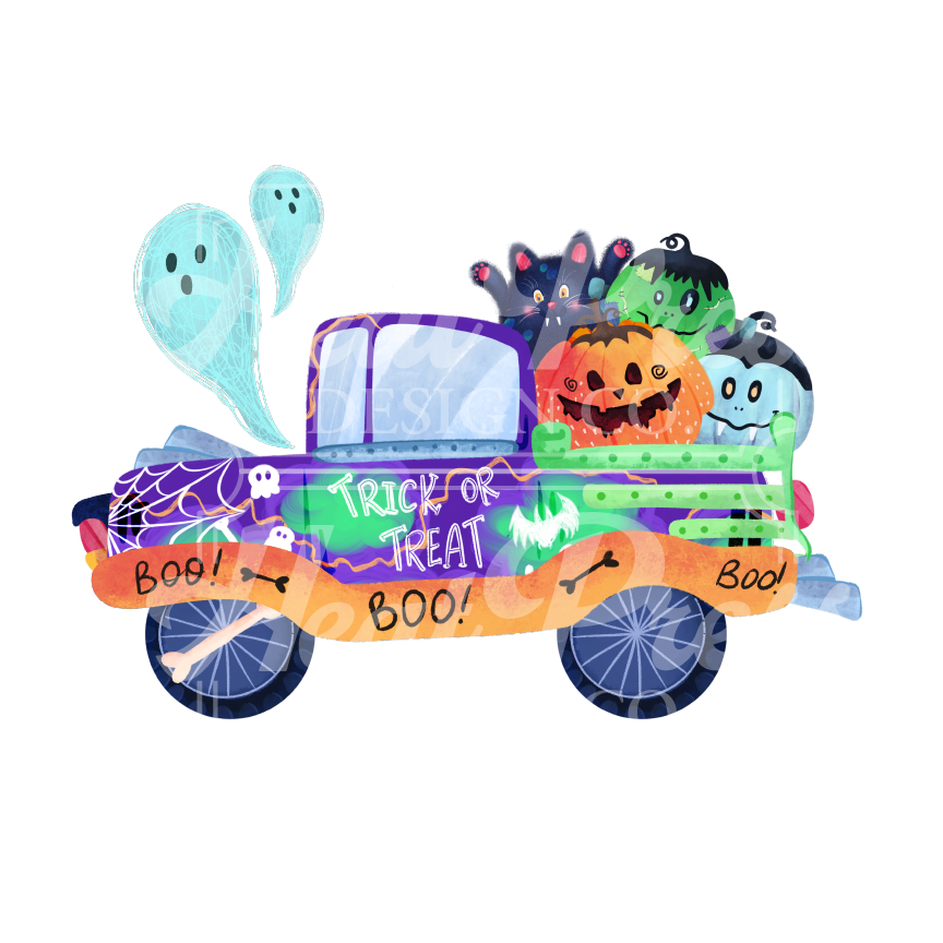 Halloween Ghost Truck - DTF Transfer