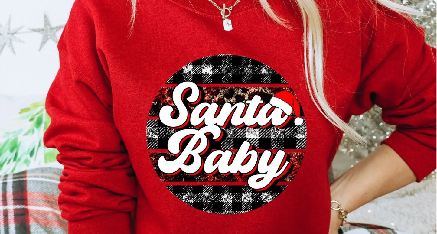 Santa Baby Buffalo Plaid - Screen Print Transfer