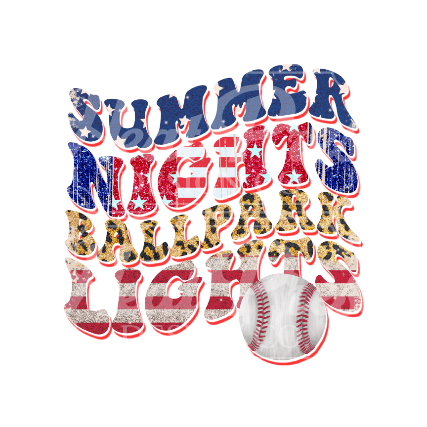 Summer Nights Baseball Lights - DTF Transfer