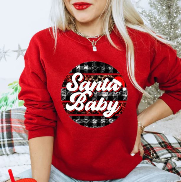 Santa Baby Buffalo Plaid - Screen Print Transfer
