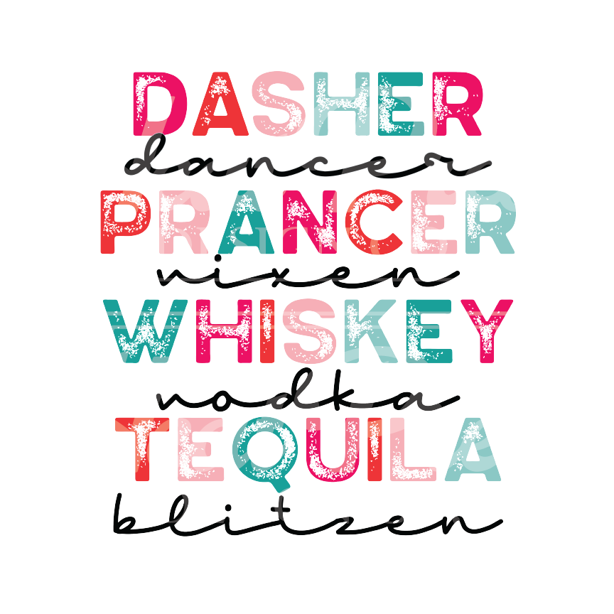 Drinkin' Reindeer (pinks/teals) - DTF Transfer