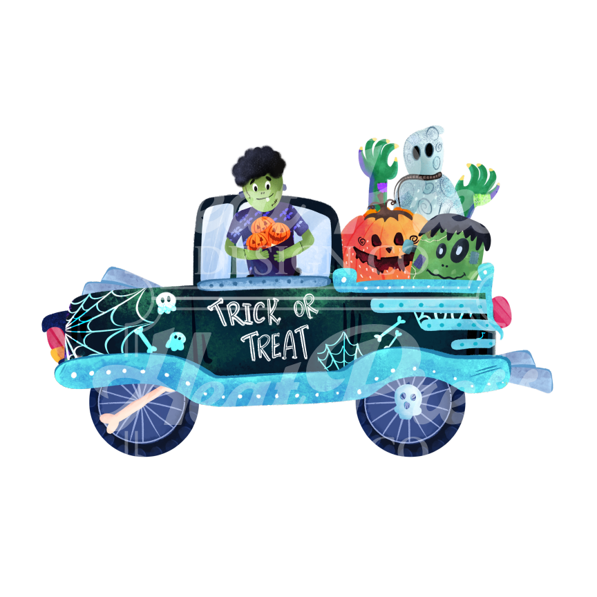 Halloween Frankenstein Truck - DTF Transfer