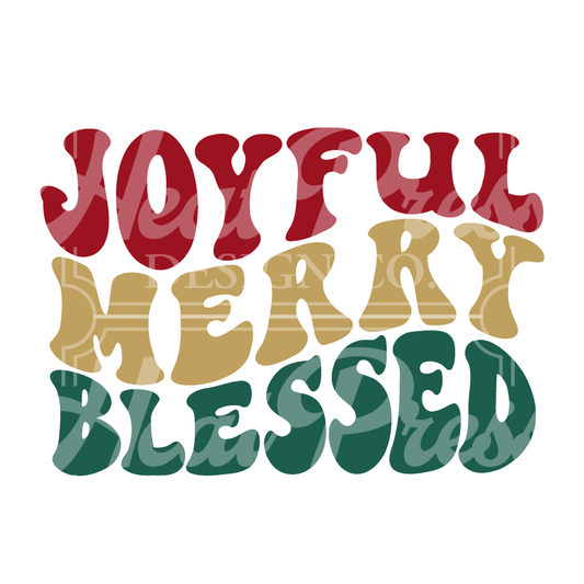 Retro Joyful Merry Blessed - DTF Transfer