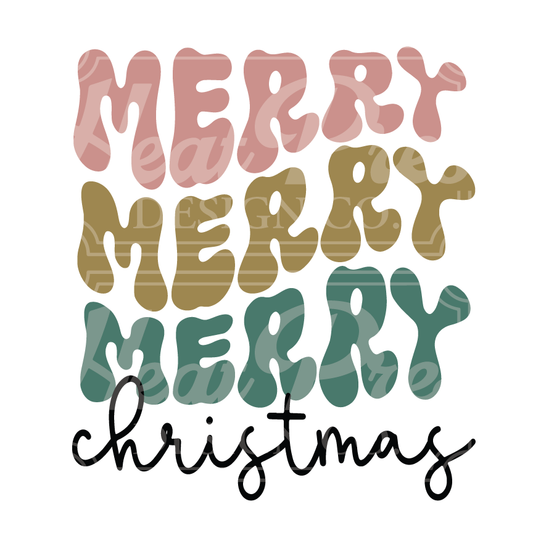 Retro Merry Christmas (pastel) - DTF Transfer